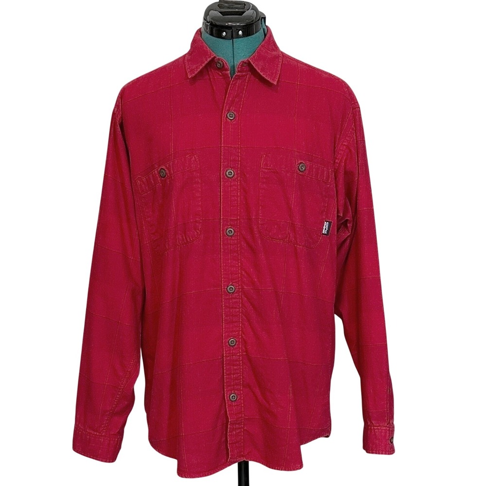 Patagonia Mens Organic Cotton Red Windowpane Flannel Button Down Shirt S 53836F7